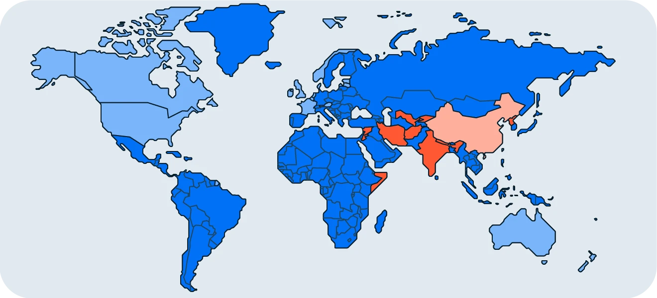 已禁用或限制 TikTok 的国家